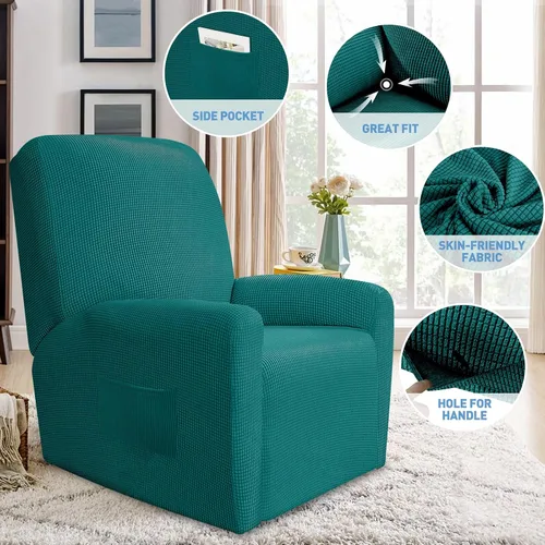 Miniatura 3 de JIVINER Fundas súper elásticas para sillas reclinables, de elastano, suave, con bolsillos, protector de muebles reclinables