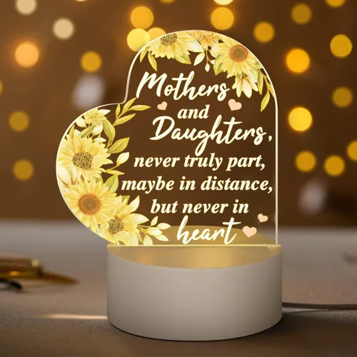 Jetec Regalos de cumpleaños para el día de la madre de hija, hijo, Navidad, regalo de agradecimiento para mamá, girasol grabado, lámparas de corazón