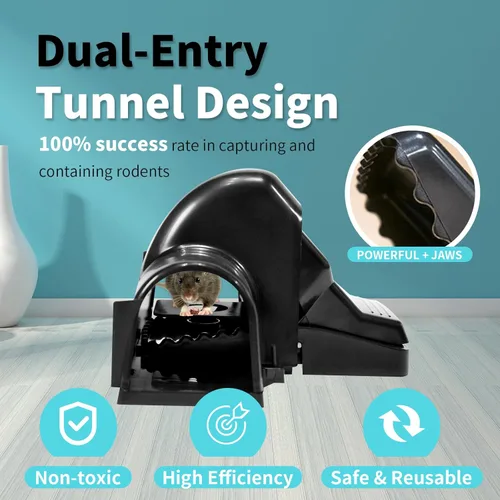 Miniatura 2 de Gran Trampa para Ratas, Trampas de Túnel de Doble Entrada Humanas para Ratas, Ratones y Ardillas, Trampa para Roedores de Instantánea Eliminación