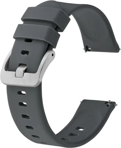 Miniatura 99 de BISONSTRAP Correas de reloj de silicona, correas de reloj delgadas con liberación rápida, 0.787 in, negro con hebilla negra