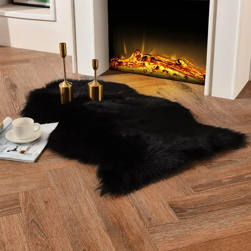 Miniatura 8 de duduta - Alfombra de pelo de oveja sintética verde esmeralda de 2 x 3 pies, alfombra esponjosa lavable para cabecera de cama pequeña, dormitorio