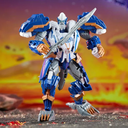 Miniatura 4 de Transformers Legacy United Voyager Class Prime Universe Thundertron, figura de acción de conversión de 7 pulgadas, 8+