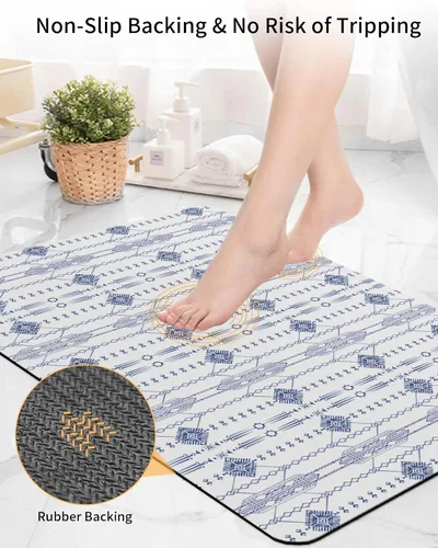 Miniatura 4 de Tapete de baño bohemio indio para bañera, antideslizante, de secado rápido y absorbente, de tierra de diatomeas, lavable, tapete de baño rústico