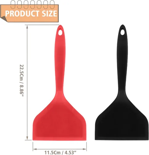 Miniatura 2 de 2 espátulas Wok de gel de sílice, espátula ancha para panqueques, antiadherente, resistente al calor, con mango corto para cocinar, hornear y freír