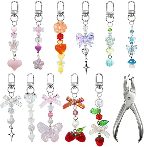 Miniatura 7 de pldnhzua Kit de manualidades de llavero de brillo de labios, suministros de fabricación de dijes para despedidas de soltera, actividades al aire