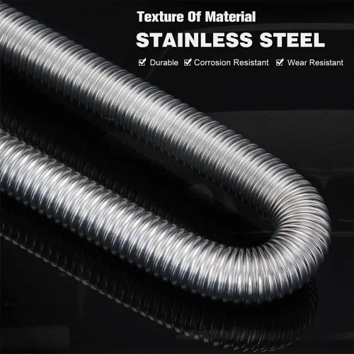 Miniatura 3 de PTNHZ Manguera Flexible Universal de Acero Inoxidable Calibre 1 pulgada para Tubo de Escape de Calentador de Aire de Estacionamiento, Tanque