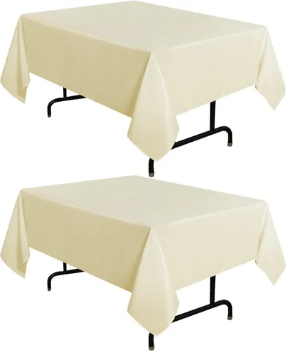 sancua - Paquete de 2 manteles cuadrados de poliéster, de 54 x 54 pulgadas, resistentes a las manchas y a las arrugas, lavables, para mesas de Beige