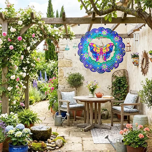 Miniatura 3 de Molinillos de viento de metal de mariposa – Regalos de mariposa para mujeres, mamá, abuela, esposa, Molinillo de viento colgante para decoración