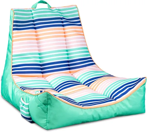 Miniatura 14 de Big Joe Captain's Float - Tumbona para piscina, no necesita inflado, malla de doble cara con rayas náuticas americanas, tela de drenaje rápido, 3