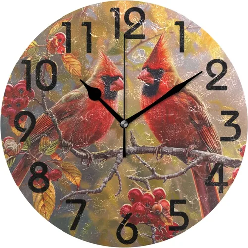 Miniatura 28 de Reloj de pared redondo retro de otoño con dos gnomos y calabaza de 10 pulgadas, funciona con pilas, reloj de escritorio analógico silencioso sin