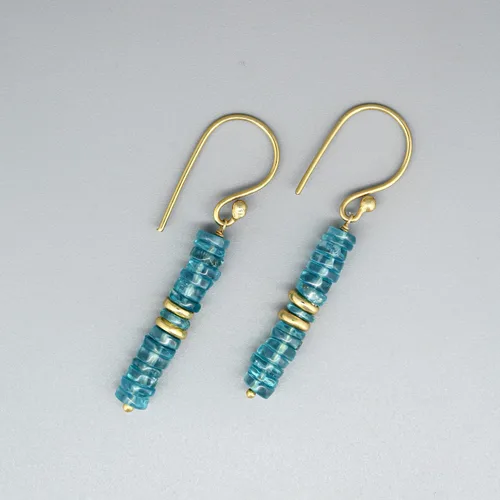 Miniatura 2 de Pendientes colgantes de cuentas naturales ligeros hechos a mano con cristales de joyería hipoalergénica sin manchas chapados en oro, joyería