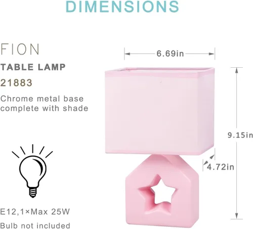 Miniatura 5 de Vera - Lámpara de mesa pequeña rosa para sala de estar como lámpara de mesita de noche para dormitorio, lámpara de mesa moderna de cerámica