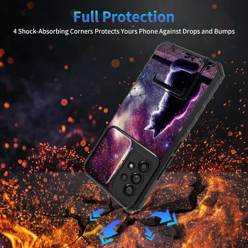 Miniatura 966 de Funda para Samsung Galaxy S22 Ultra 5G, Galaxy S22 Ultra con cubierta de cámara deslizante, funda resistente de doble capa con función atril Black