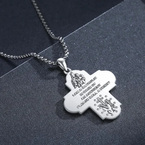 Miniatura 205 de Collar de plata de ley 925 con medalla de San Patrón, colgante de protección católica, amuleto, joyería religiosa para hombres y mujeres