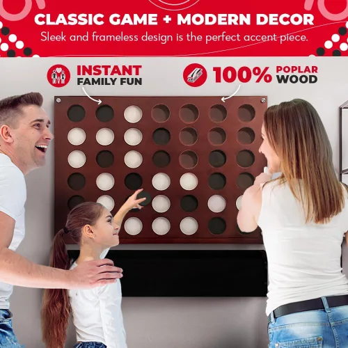 Miniatura 3 de Swooc Games® - Juego de pared gigante 4 en una fila - 60% más silencioso - Juegos de pared de tamaño jumbo - Juego de sala de juegos, accesorios
