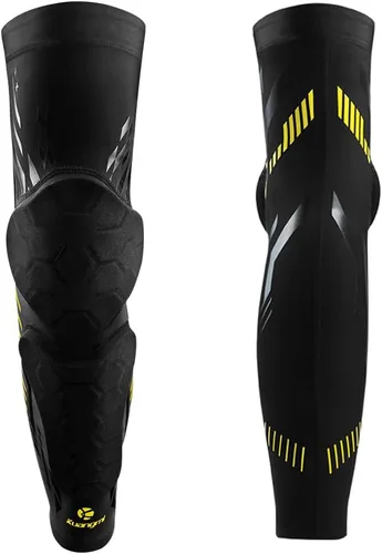 Miniatura 2 de Kuangmi Rodillera protectora para la rodilla rodillera de compresión para piernas espinilleras par Negro Amarillo