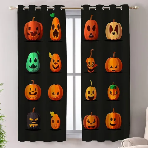 Miniatura 23 de Shrahala Cortinas de hojas de arce otoñales para ventanas de cocina, hojas rojas ardientes, fondo marrón, paneles de cortina de ventana de poliéster
