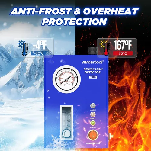 Miniatura 7 de T105 Detector de fugas de máquina de humo automotriz, probador de humo con bomba de aire integrada y manómetro de presión, kit de herramientas