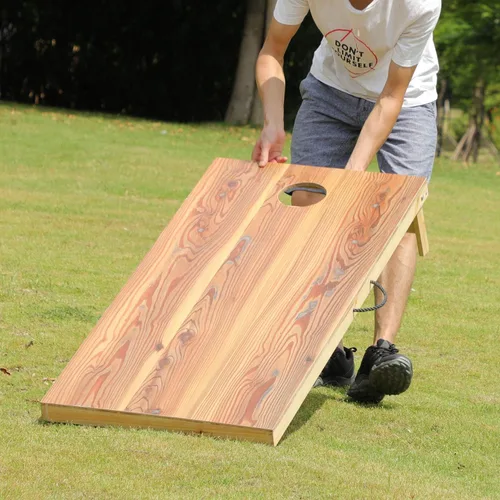 Miniatura 5 de UKASE Juego de Cornhole de Madera Maciza de Tamaño Reglamentario Portátil con Bolsas de Frijoles, Juego de Lanzamiento con Superficie de Veta