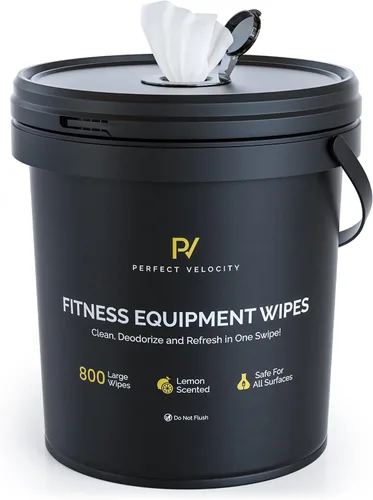 Miniatura 2 de Toallitas para equipos de fitness con dispensador de cubo reutilizable, 800 toallitas húmedas prehumedecidas con aroma a limón multisuperficie