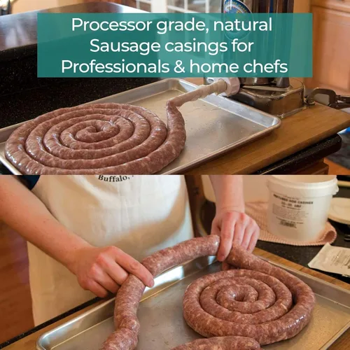Miniatura 7 de Tripas de cerdo naturales de The Sausage Maker 42 a 44 MM paquete de carnicero, hace 100 lb de carne, tripas comestibles de cerdo norteamericanas