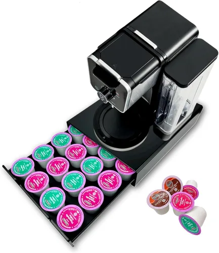K Cup - Cajón para cápsulas de café, organizador de 20 capacidades, almacenamiento para Nespresso Originaline y Dolce Gusto, color negro
