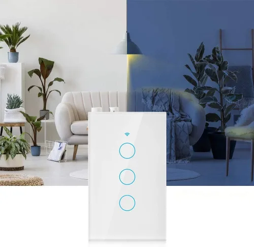 Miniatura 2 de Interruptor de pantalla táctil WiFi para el hogar Control en tiempo real Interruptor de CA de 3 vías Panel de hogar inteligente Compatible