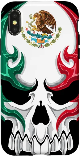 Miniatura 5 de iPhone 13 Pro Max Bandera de México - Estilo tribal de calavera mexicana - Funda hecha en México
