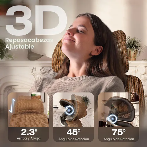 Miniatura 5 de ELABEST X100 Silla de Oficina Ergonómica con Reposapiés, Silla Grande y Alta para Escritorio en Casa con Brazos Desmontables 5D, Soporte Lumbar