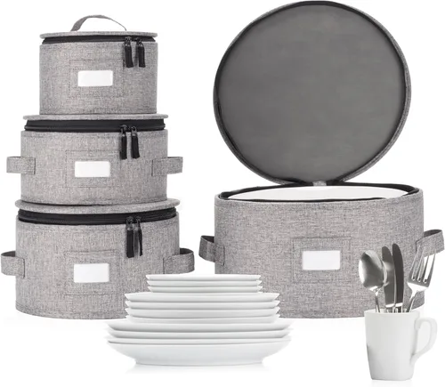 Miniatura 15 de Contenedor de almacenamiento de porcelana para platos de cena - Se adapta a platos de hasta 11.5 pulgadas de ancho - Incluye 12 separadores