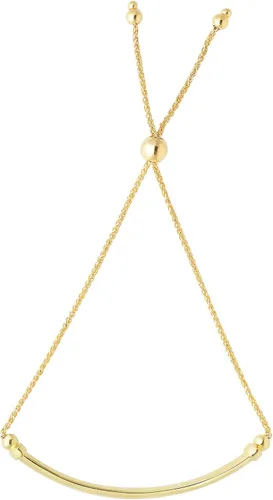 Miniatura 2 de Pulsera bolo de trigo de talla diamante de oro amarillo de 14 quilates con barra brillante curvada (longitud ajustable 9 14"), Oro amarillo