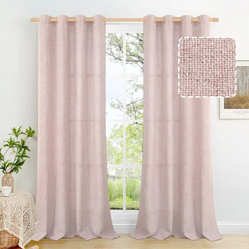 Miniatura 109 de BGment Cortinas de Lino Beige de 63 Pulgadas de Largo 2 Paneles - Tratamientos para Ventanas con Textura de Arpillera Filtrantes de Luz Cortinas