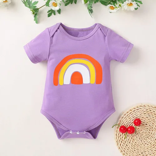 Miniatura 6 de Newborn Infant Baby Girls Clothes Bodysuit Girl Print Infant Baby Romper Boy Sleeve Short Rainbow Princess