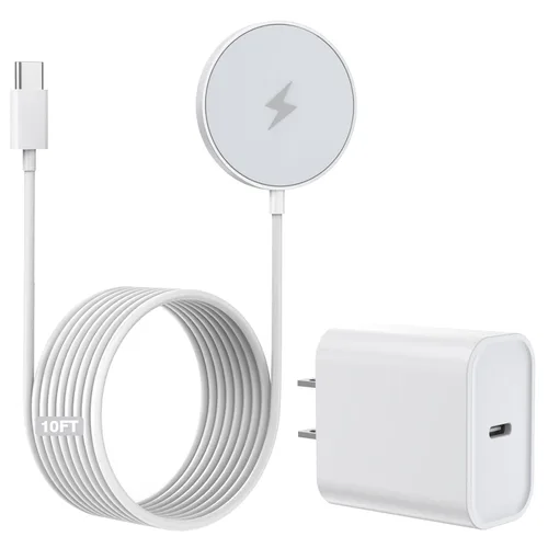 Miniatura 8 de Carga rápida inalámbrica magnética para iPhone [certificado Apple MFi] Almohadilla de carga inalámbrica de 6 pies con iPhone 17 USB C bloque