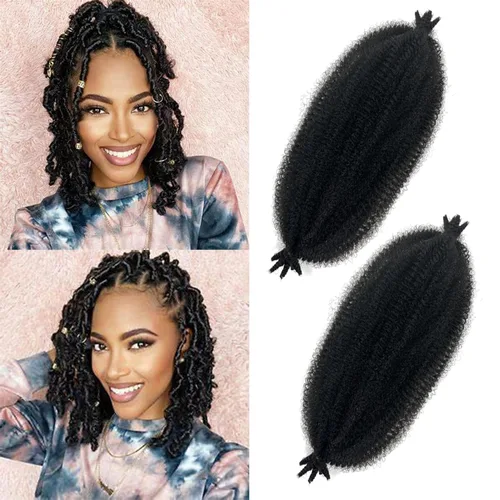 Miniatura 12 de Cabello afro Twist morado degradado de 16 pulgadas, cabello Marley pre-separado para rastas suaves, cabello trenzado Marley Twist Ombre Kinky Spring