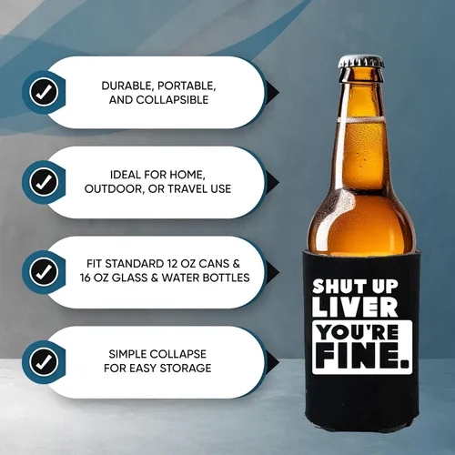 Miniatura 7 de Divertidos frases de fiesta de cerveza para latas de cerveza con aislamiento térmico para bebidas con soda, cerveza Hugger Coolies