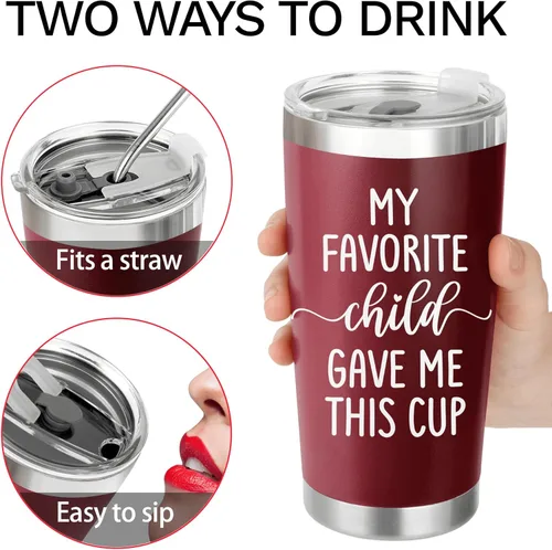 Miniatura 7 de Regalos de Navidad para mamá de hija, hijo, niños, esposo – Regalo divertido para mamá – Taza de café para mamá «Mi hijo favorito me dio esta taza»