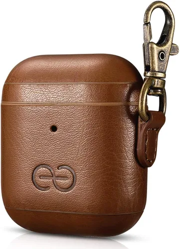 Miniatura 60 de Dreem Om - Funda para estuche con clip para llavero compatible con AirPods 1 y 2, funda de cuero vegano para Airpods para hombres y mujeres, Negro