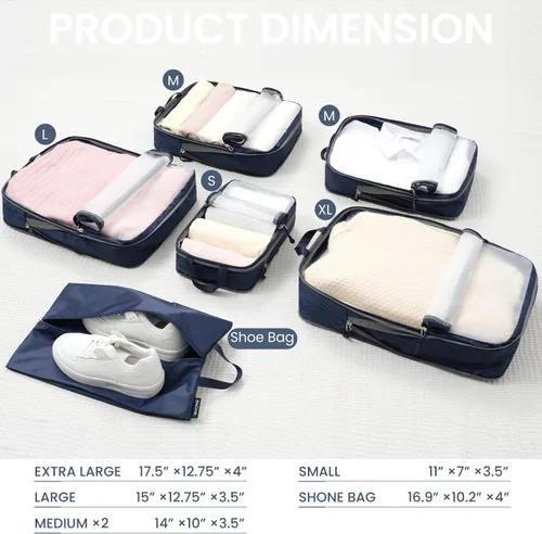 Miniatura 104 de BAGAIL 4 Set/6 Set Ultraligero Compresión Embalaje Cubos Organizador de Embalaje para Accesorios de Viaje Equipaje Maleta Mochila