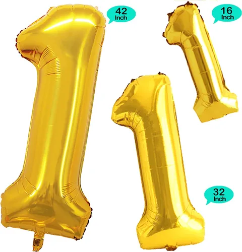 Miniatura 2 de Goer, conjunto de globos de papel aluminio para decoraciones de cumpleaños, globos de las letras de feliz cumpleaños y de números Oro