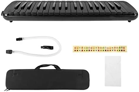 Teclado de piano de boca melódica de 37 teclas con tubo de soplado y tubo de viento, instrumento musical para principiantes, incluye calcomanía de