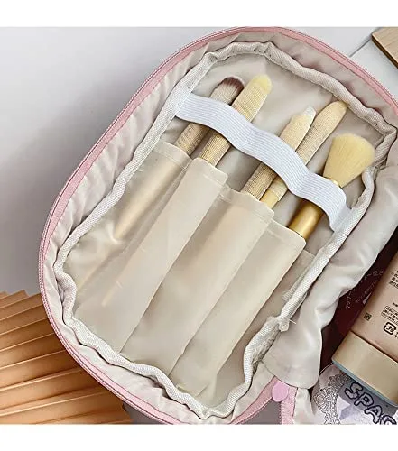 Miniatura 4 de Bolsa de maquillaje floral kawaii, bolsa para cosméticos y cosméticos, bolsa de viaje estética, organizadora de bolsa de aseo acolchada de hadas