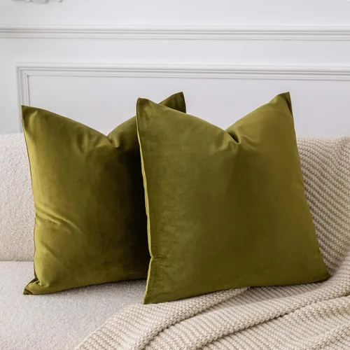 Miniatura 25 de Juspurbet - Juego de 2 fundas decorativas de terciopelo para cojines, fundas suaves para sofá, cama o sillón con cremallera oculta, para sala