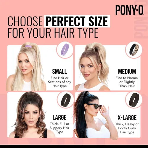 Miniatura 2 de 2 coletas flexibles PONY-O extra grandes, soportes para cola de caballo: para cabello muy grueso o pesado, seguro, cómodo y no dañino accesorios