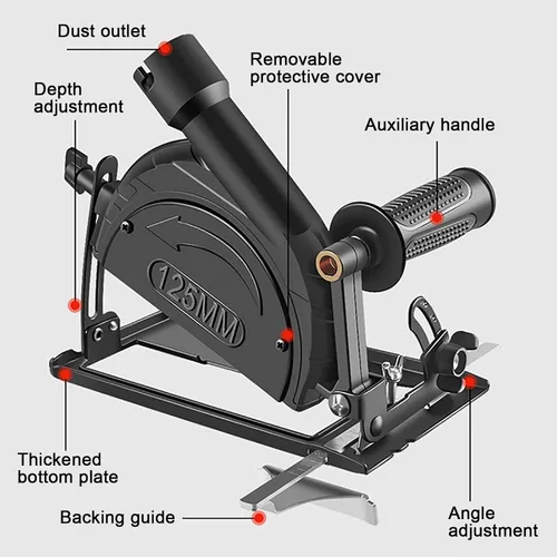 Miniatura 8 de Soporte para amoladora angular de 45 grados, ajustable, accesorios de amoladora angular para amoladora angular de 100 ~ 4.921 in, base de máquina