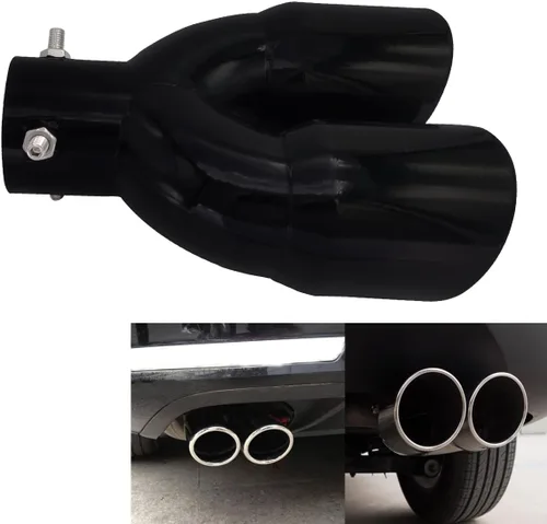 Miniatura 3 de 2.5 pulgadas 6.3cm Silenciador de tubo de escape universal de doble punta de 2.5 pulgadas de acero inoxidable para coche y camionetas pickup