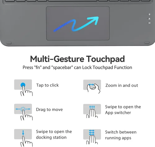 Miniatura 6 de Funda táctil para iPad de 10.ª generación con teclado (10.9", 2022) y iPad 11 (A16, 2025): Funda con soporte magnético dividido, panel multitáctil