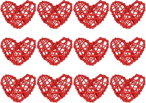 Miniatura 7 de MECCANIXITY 12 piezas de jarrón de ratán en forma de corazón de ratán natural para decoración del día de San Valentín, decoración del hogar, boda