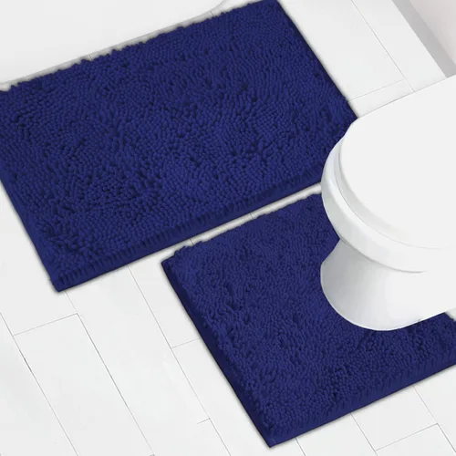 Miniatura 43 de Juego de 2 tapetes de baño de chenilla, superabsorbentes, con fuerte respaldo antideslizante de PVC, tapetes de baño para baño, peludos