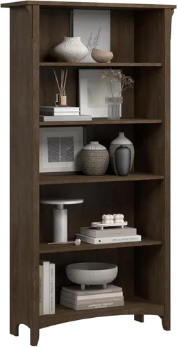 Miniatura 10 de Bush Furniture Salinas - Estantería alta de 5 niveles en acabado negro vintage, estantería alta, estantería grande para sala de estar, oficina